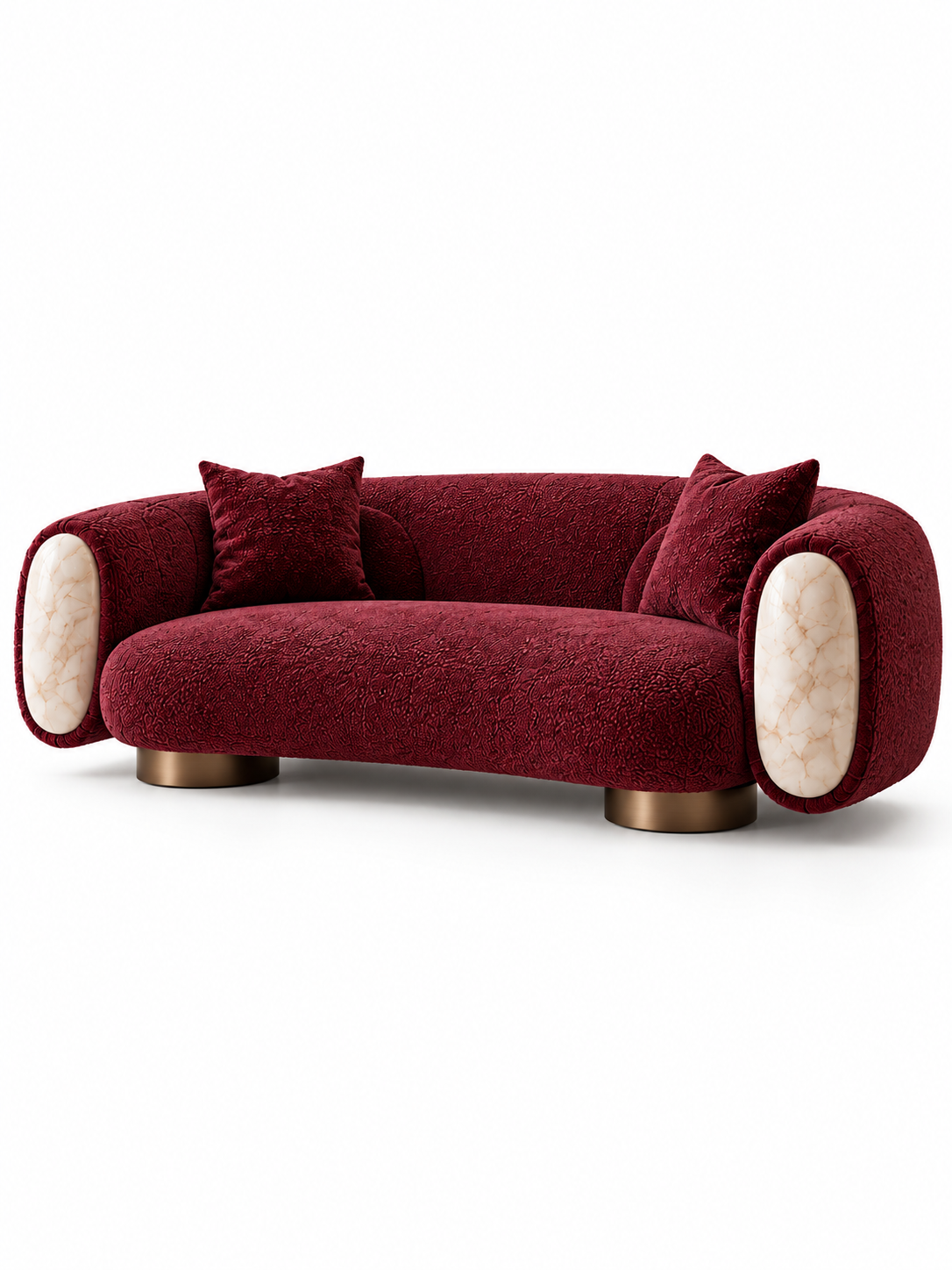 The Juvella Sofa — Luxury Burgundy Bouclé 3 Seater Designer Sofa