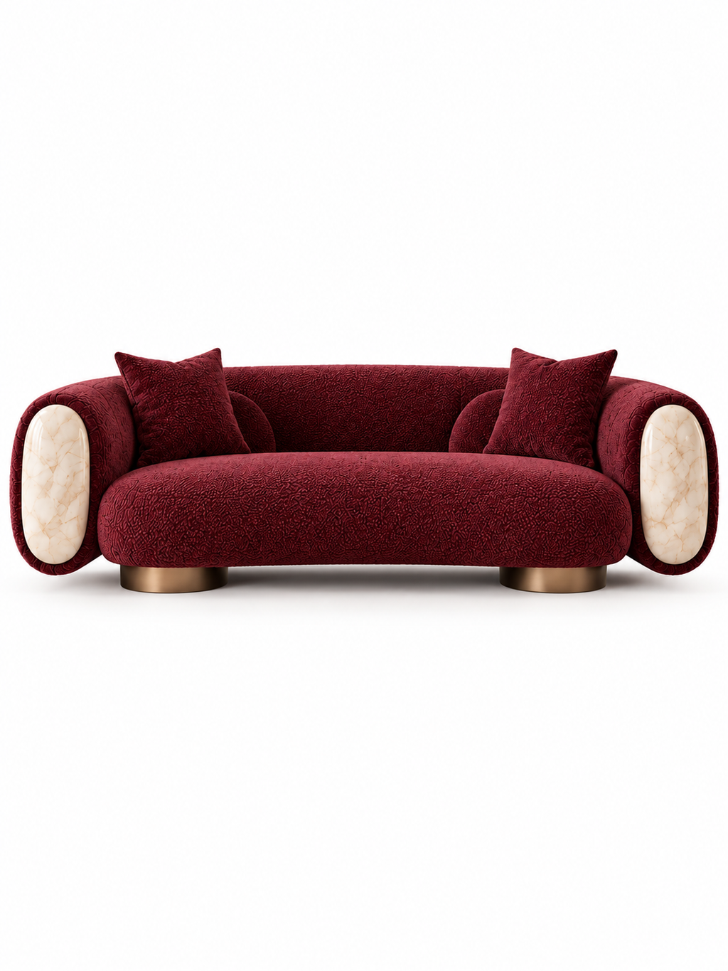 The Juvella Sofa — Luxury Burgundy Bouclé 3 Seater Designer Sofa