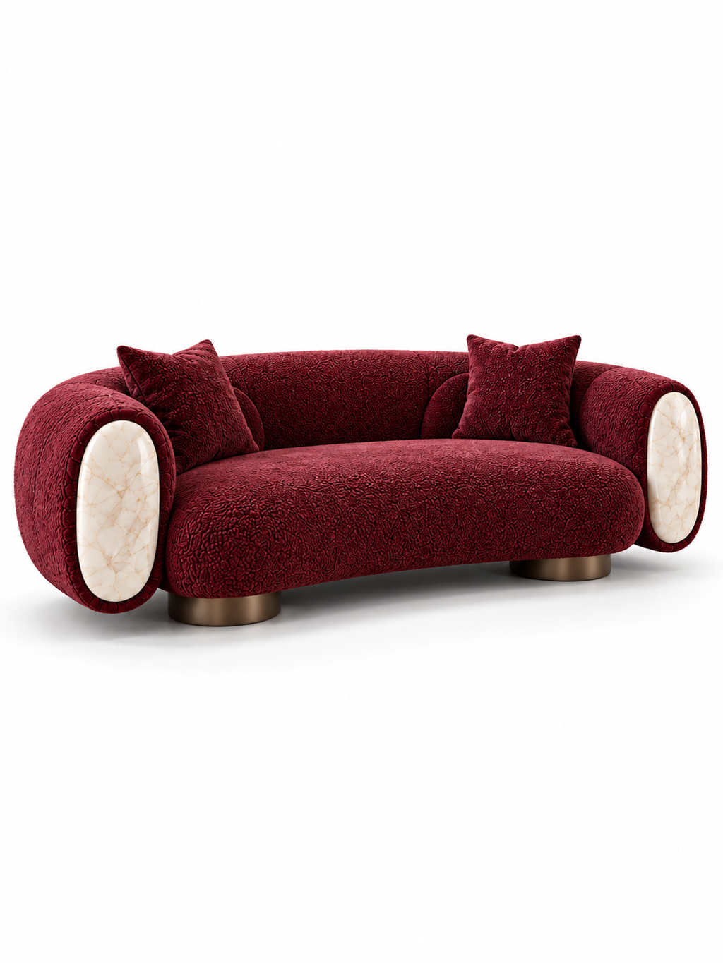 The Juvella Sofa — Luxury Burgundy Bouclé 3 Seater Designer Sofa