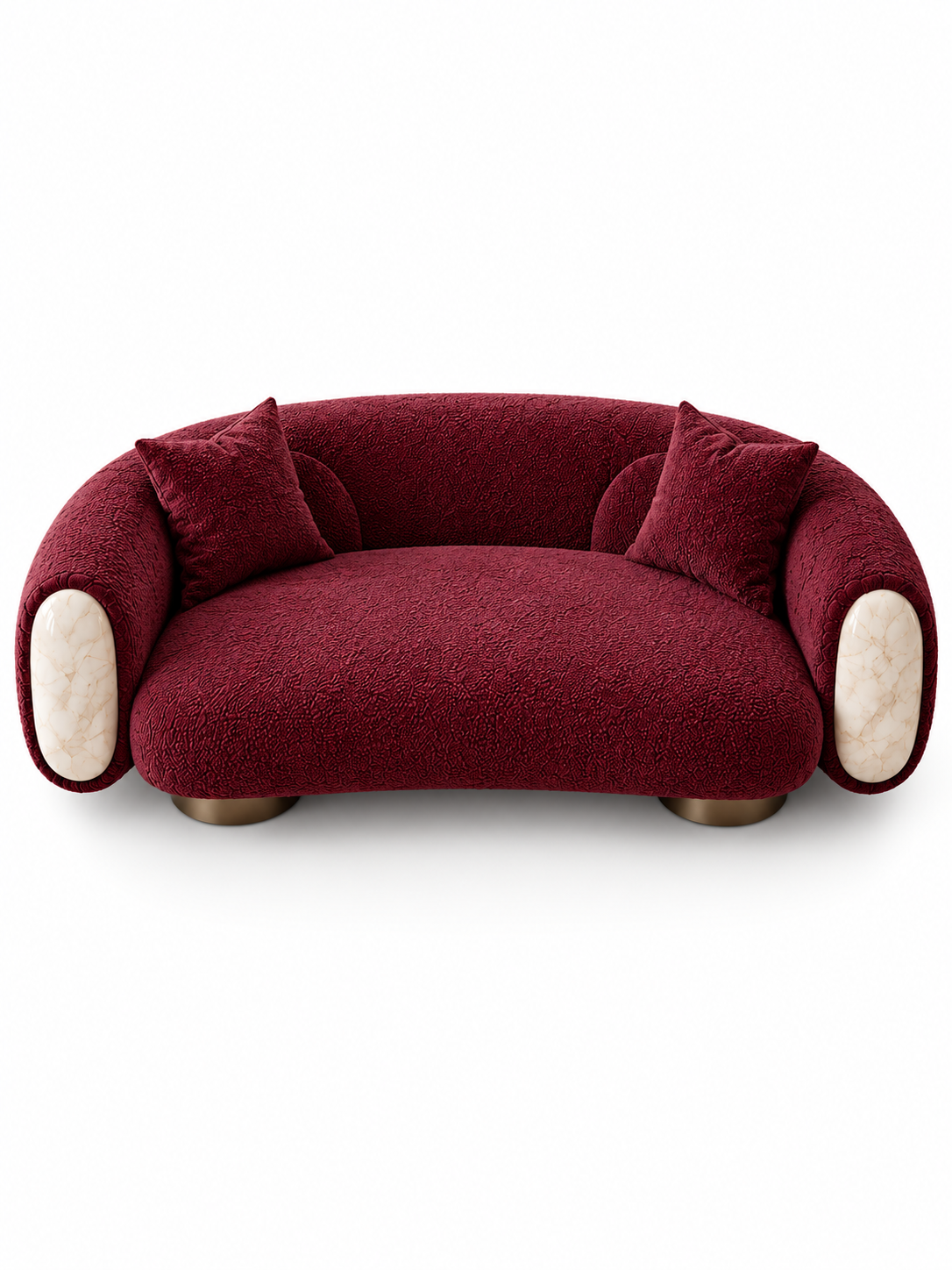 The Juvella Sofa — Luxury Burgundy Bouclé 3 Seater Designer Sofa