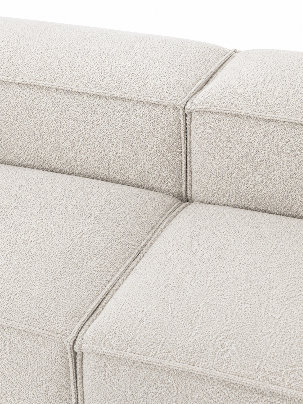 The Solene Sofa — Modular Three-Seater, White Bouclé Upholstery