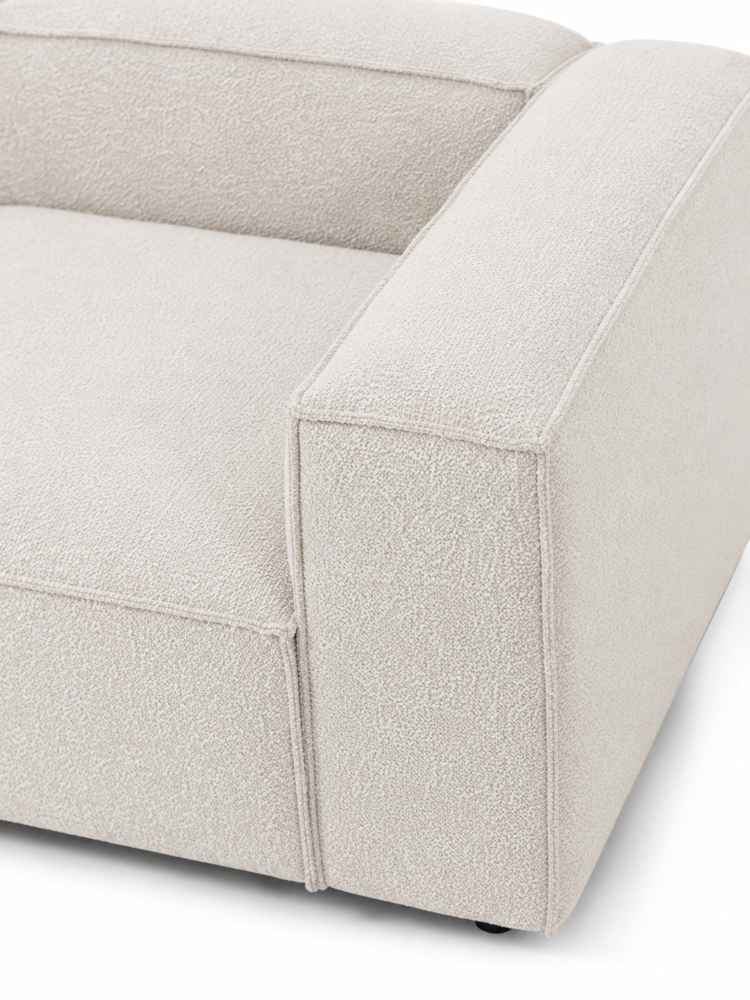 The Solene Sofa — Modular Three-Seater, White Bouclé Upholstery