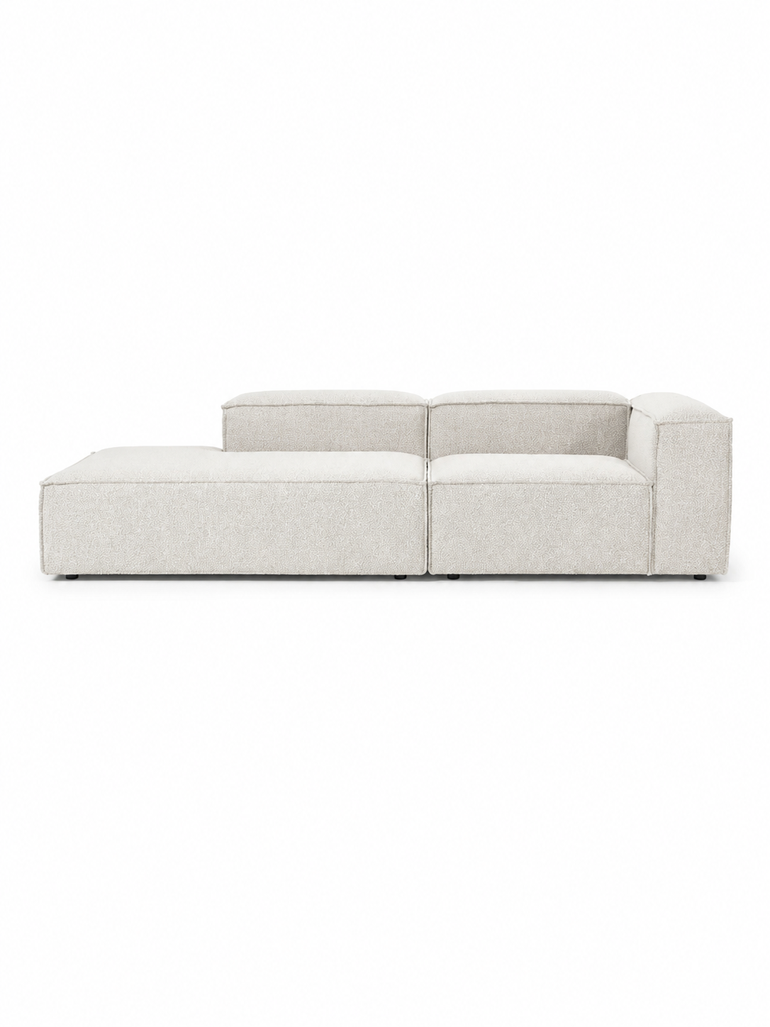 The Solene Sofa — Modular Three-Seater, White Bouclé Upholstery
