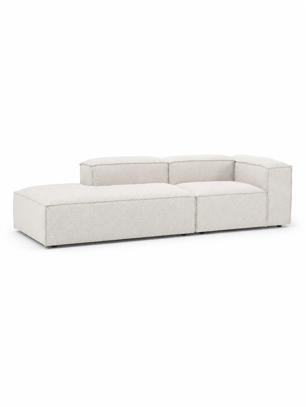 The Solene Sofa — Modular Three-Seater, White Bouclé Upholstery