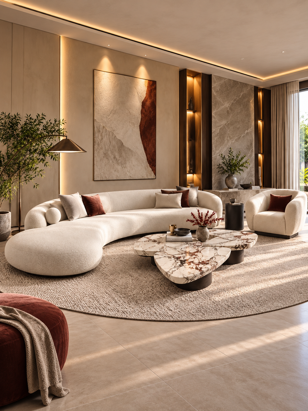 The Ovelora Sofa — Luxury Curved Bouclé Designer Sofa