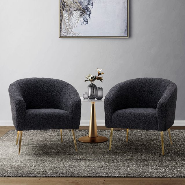 Luma Modern Upholstered Living Room Chair Barrel Chair with Metal Legs
