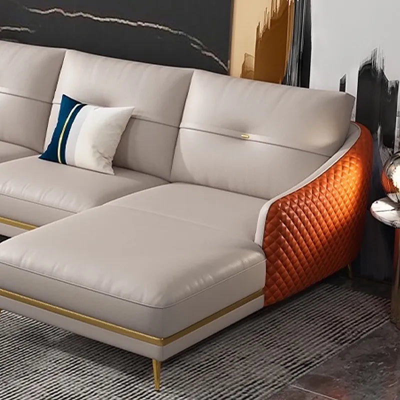 Crystal Modern Beige L-Shaped Corner Sofa