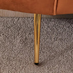 Frosty Modern Curvy Orange Velvet Upholstered 3-Seater Sofa