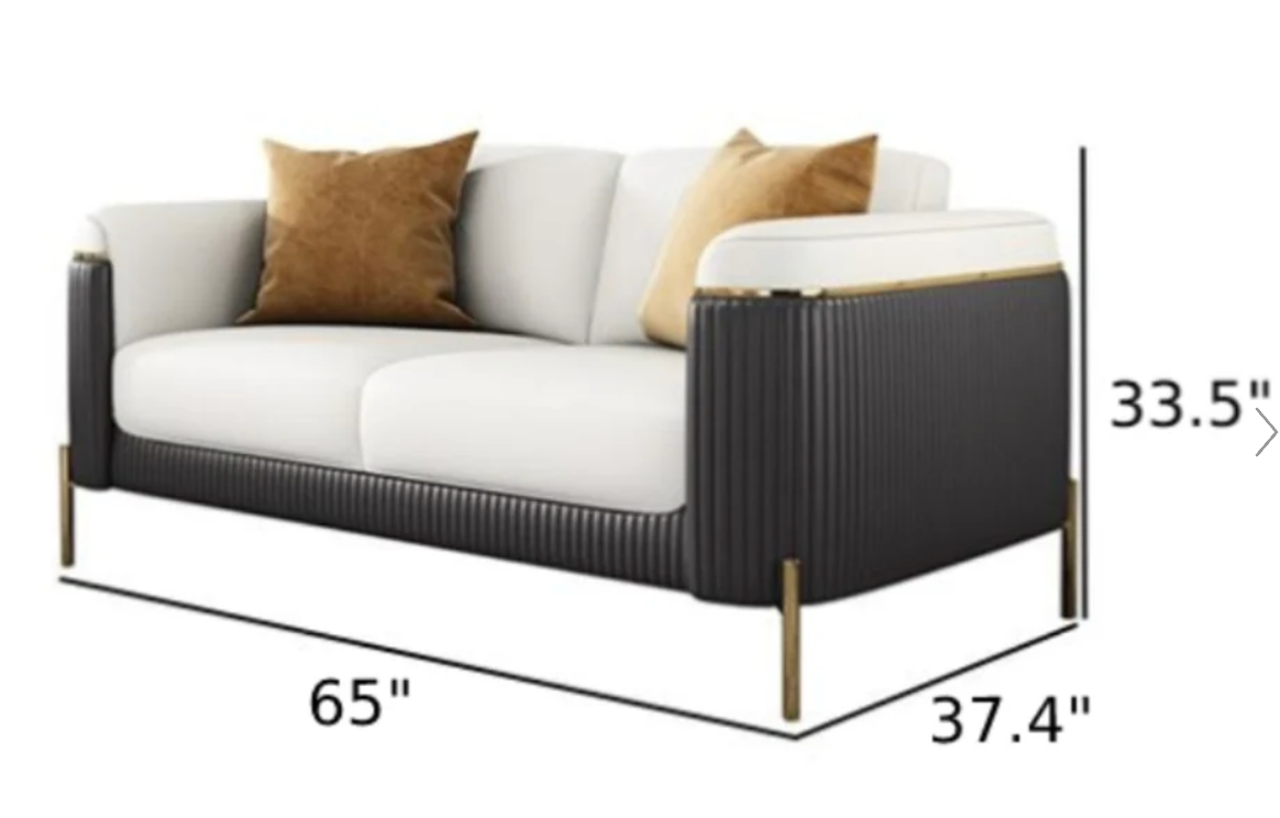 Jumbo Luxury Faux Leather Sofa with 4 Legs Stainless Steel Frame in Gold Finish