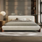Pearl Modern White Boucle Platform Bed