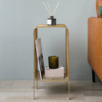 Loen Modern Rectangular Gold Magazine Rack with Open Storage