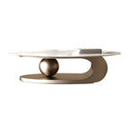 Rubel Modern White Oval Coffee Centre Table with White Marble top