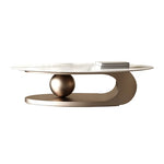 Rubel Modern White Oval Coffee Centre Table with White Marble top