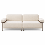 Canyon Cream Velvet 2 Seater Modular Sofa With Ash Wood Frame