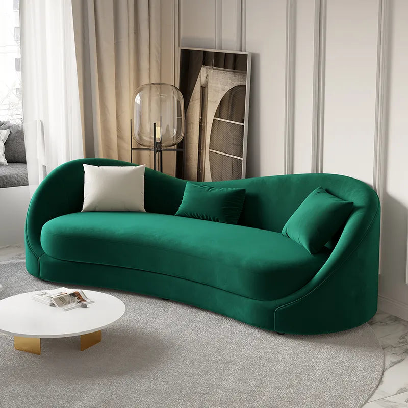 Porsche Modern 3-Seater Sofa in Green Velvet Upholstery for a Luxurious Feel