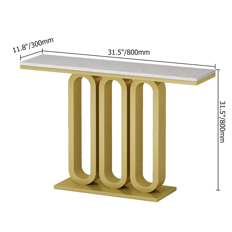 Zyra Modern Luxury Designer Console Table with Black Marble Top in Rectangular Shape