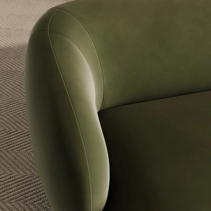 Greenia Modern 4 Seater - Curved Shaped Velvet Upholstered Sofa With Table