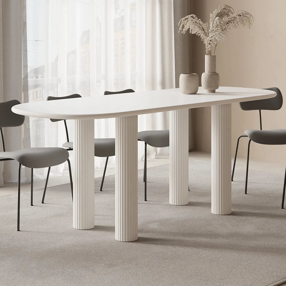 Ryma Modern Oval White 8 Seater Dining Table