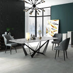 Celestial Modern Luxury 8 Seater Dining Table Rectangle With Marble Top