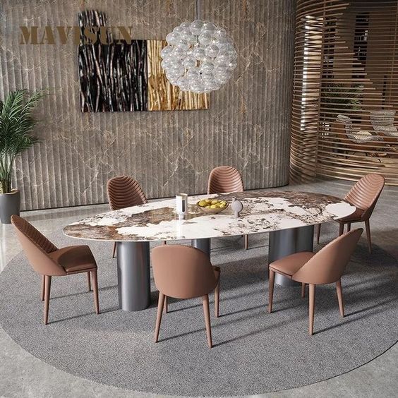 Louis Luxury Oval 8 Seater Dining Table Set