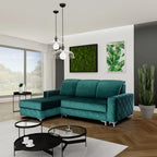 Madame Modern Right Hand Velvet Fabric Corner Sofa Cum Bed