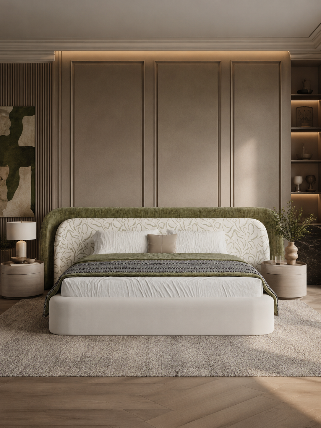 The Sylvara Bed — Luxury Sculpted Upholstered Bed