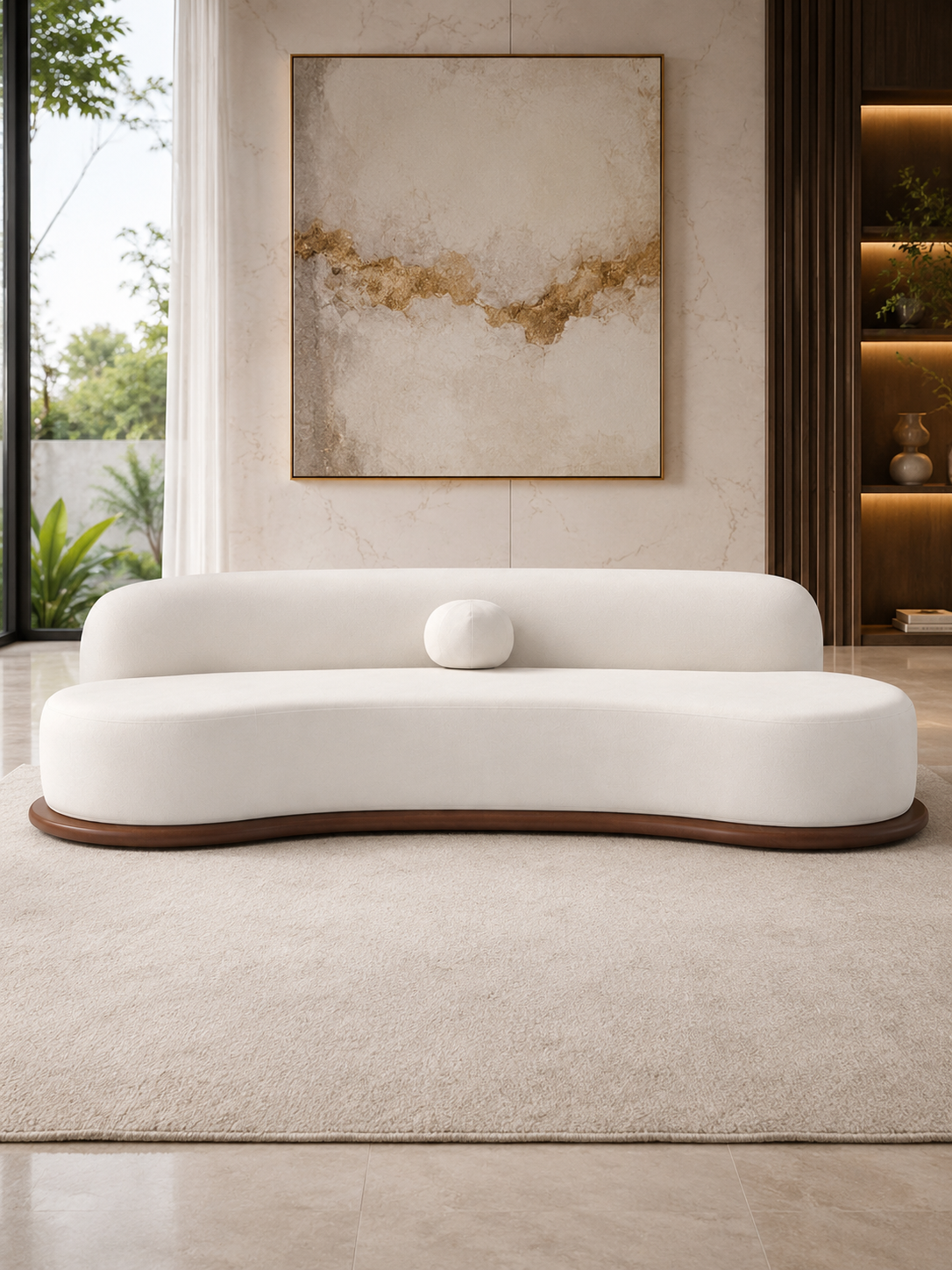 Arcadia Flow 5 Seater Curved Sofa with Low Back Wooden Base