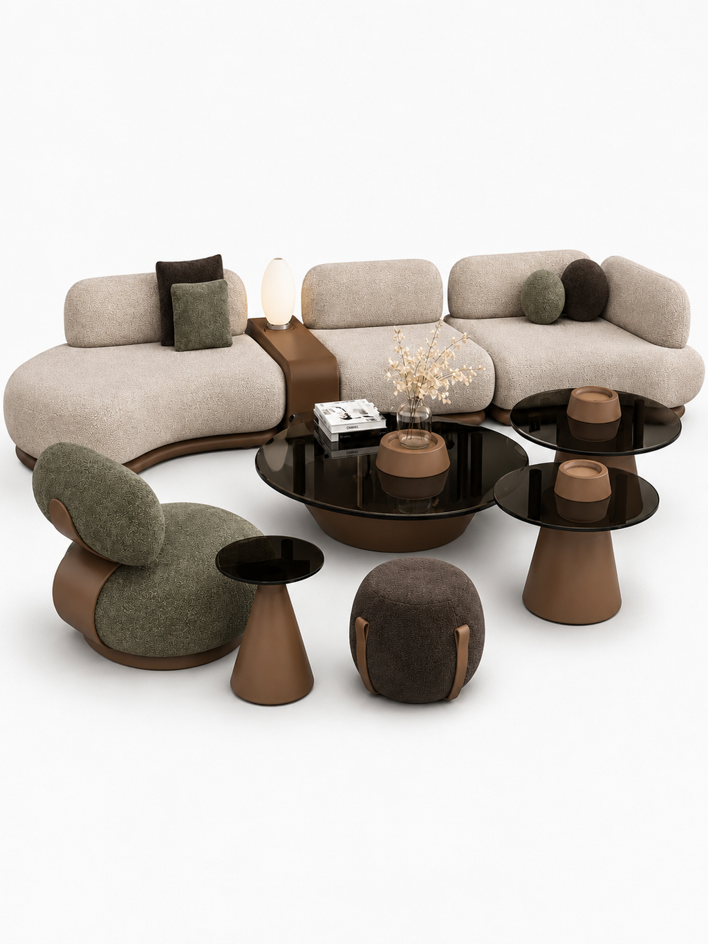 The Aurevo Modular Sofa — Luxury 8-Seater Curved Bouclé Sofa with Flexible Modular Design