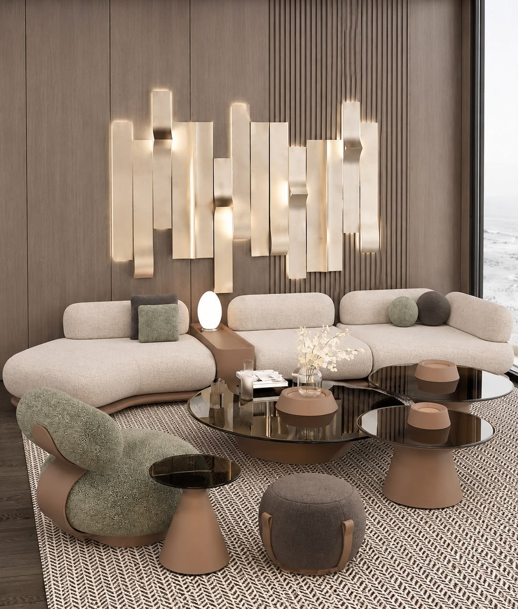 The Aurevo Modular Sofa — Luxury 8-Seater Curved Bouclé Sofa with Flexible Modular Design
