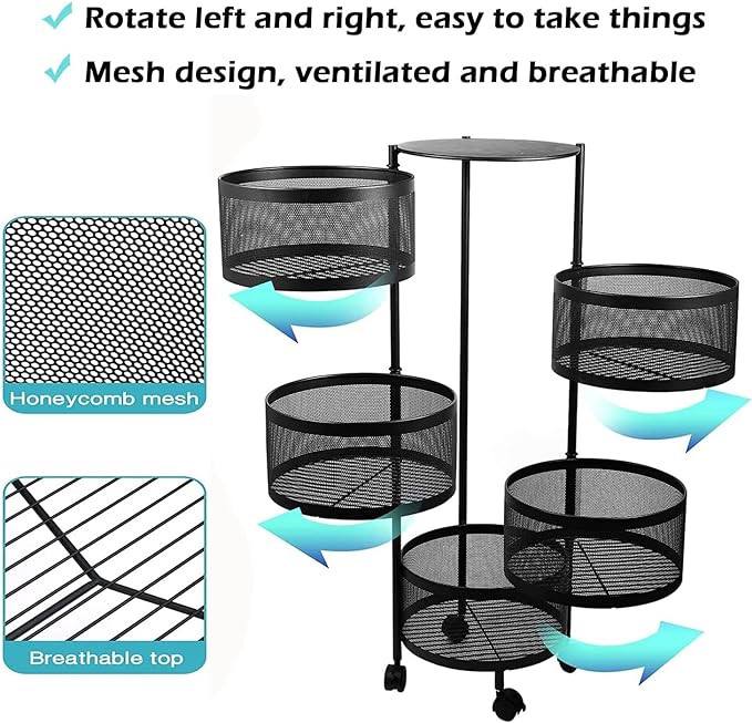 Manya Multifunctional Rotating Storage Cart