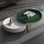 Nestle Modern Round Centre Table with Storage Rotatable Drawers