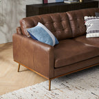 Lasha Leather Tan Chaise Sectional Sofa