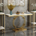 Bailey Designer Ring Console With Marble Top and Golden Base