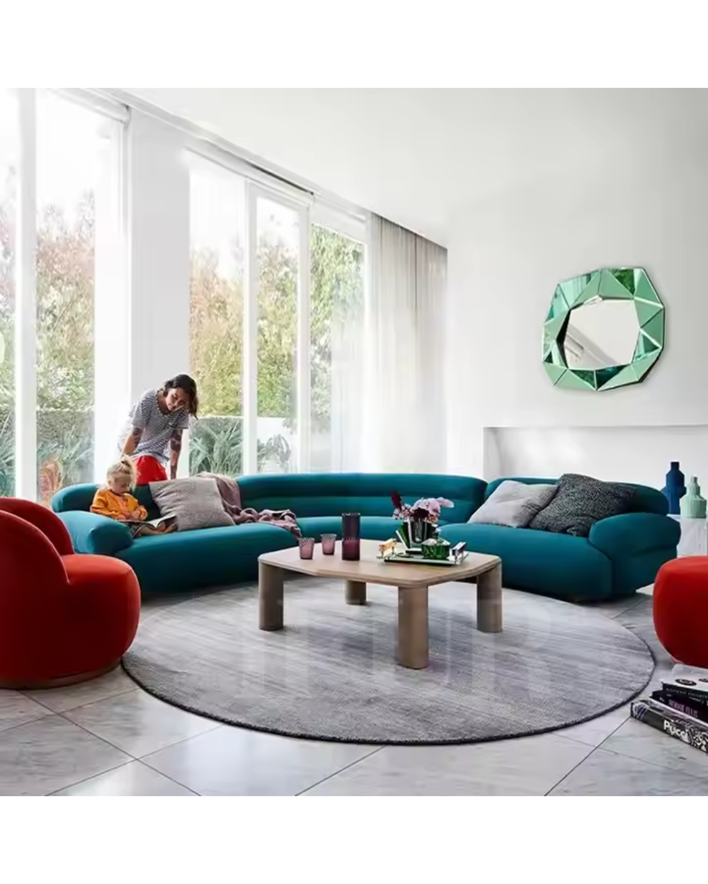 Luano L Shaped Upholstered Boucle 8 Seater Sofa Set
