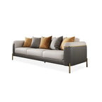 Jumbo Luxury Faux Leather Sofa with 4 Legs Stainless Steel Frame in Gold Finish