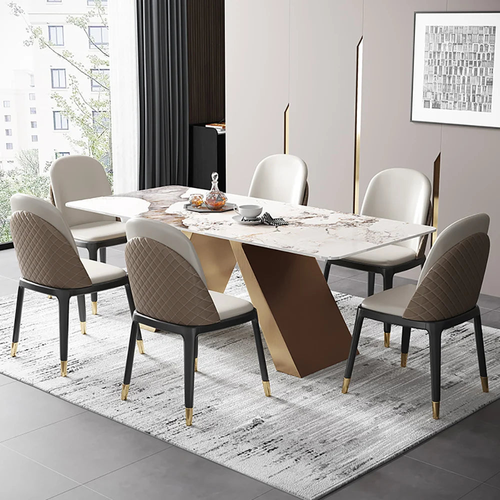 Dyna Modern 8 Seater Dining Set With Golden Base