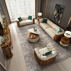 Fila Modern Faux Leather Off White Sofa Set