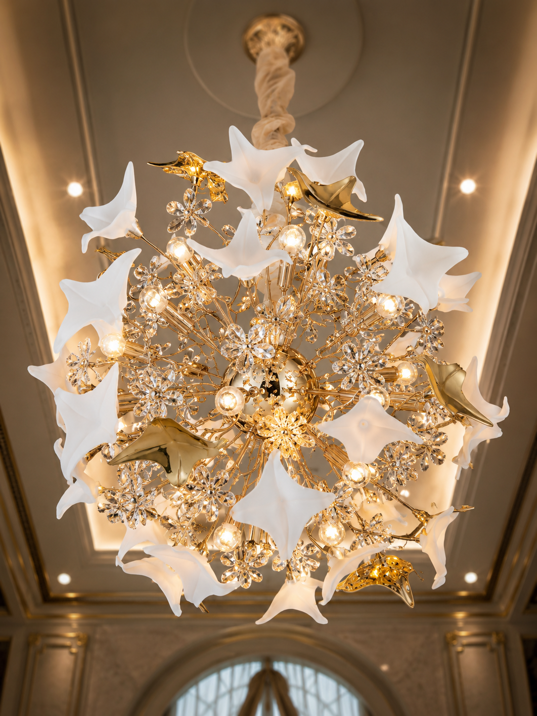 The Zarellia Bloom Chandelier — Luxury Gold Floral Crystal Pendant Light