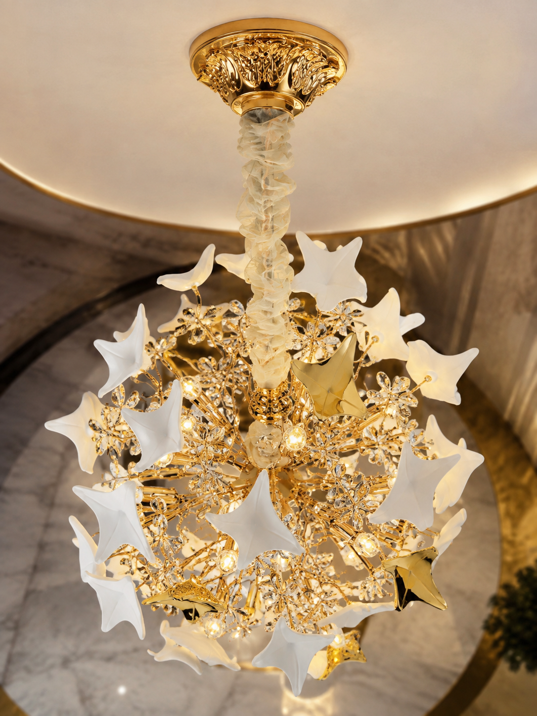 The Zarellia Bloom Chandelier — Luxury Gold Floral Crystal Pendant Light