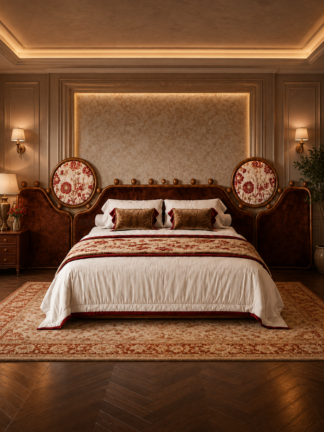 The Arabelle Bed — Luxury Heritage Floral Upholstered Bed