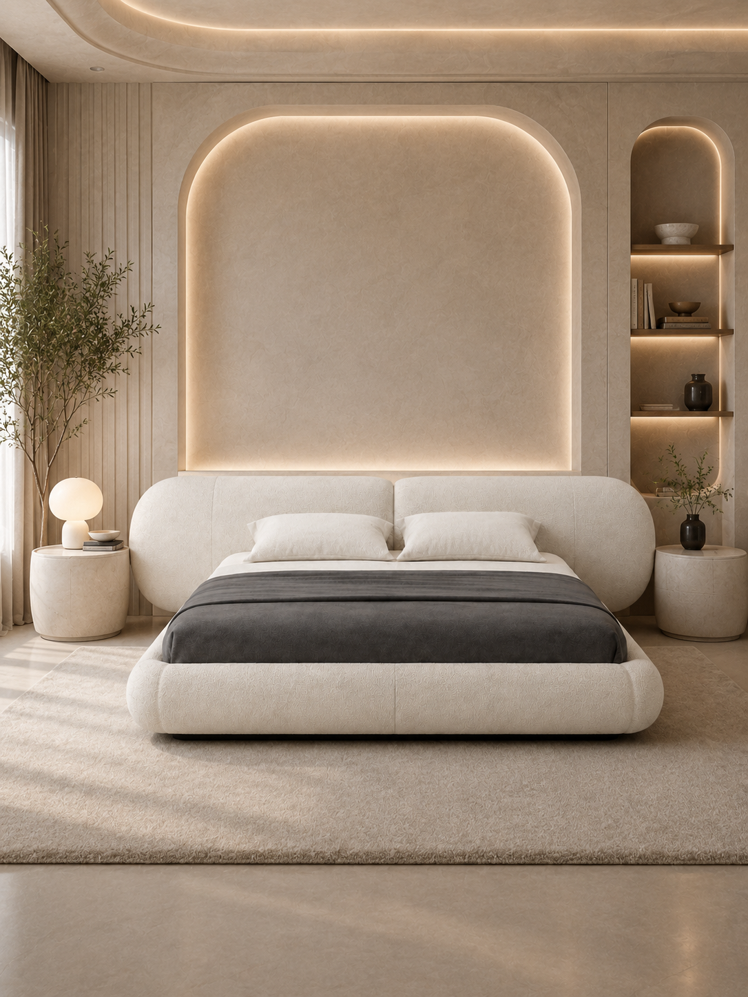 The Davielle Bed — Luxury Rounded Upholstered Bed