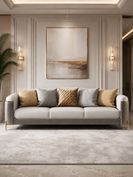 Jumbo Luxury Faux Leather Sofa with 4 Legs Stainless Steel Frame in Gold Finish