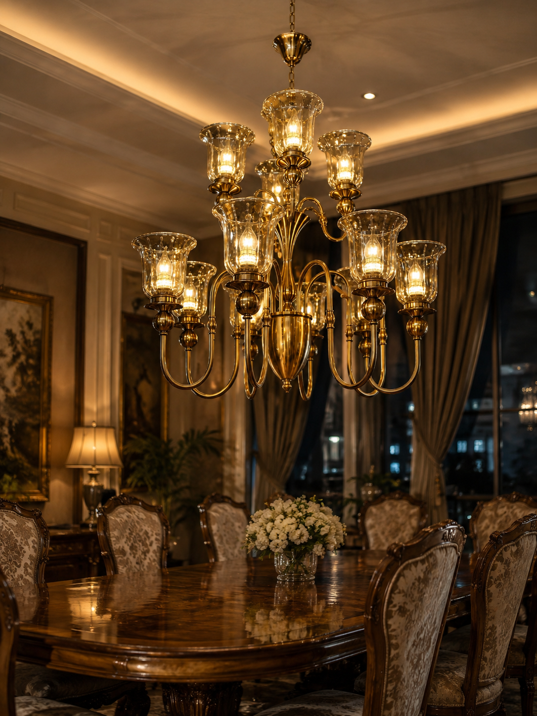 The Bellarose Chandelier — Luxury Grand Brass & Glass Chandelier