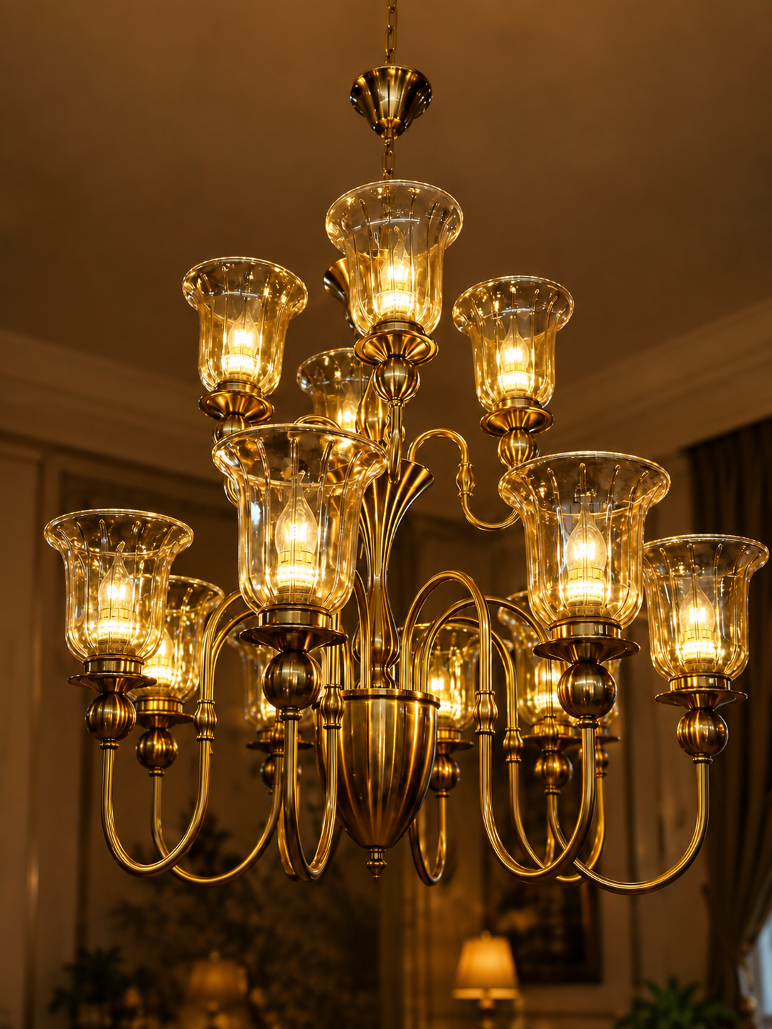 The Bellarose Chandelier — Luxury Grand Brass & Glass Chandelier