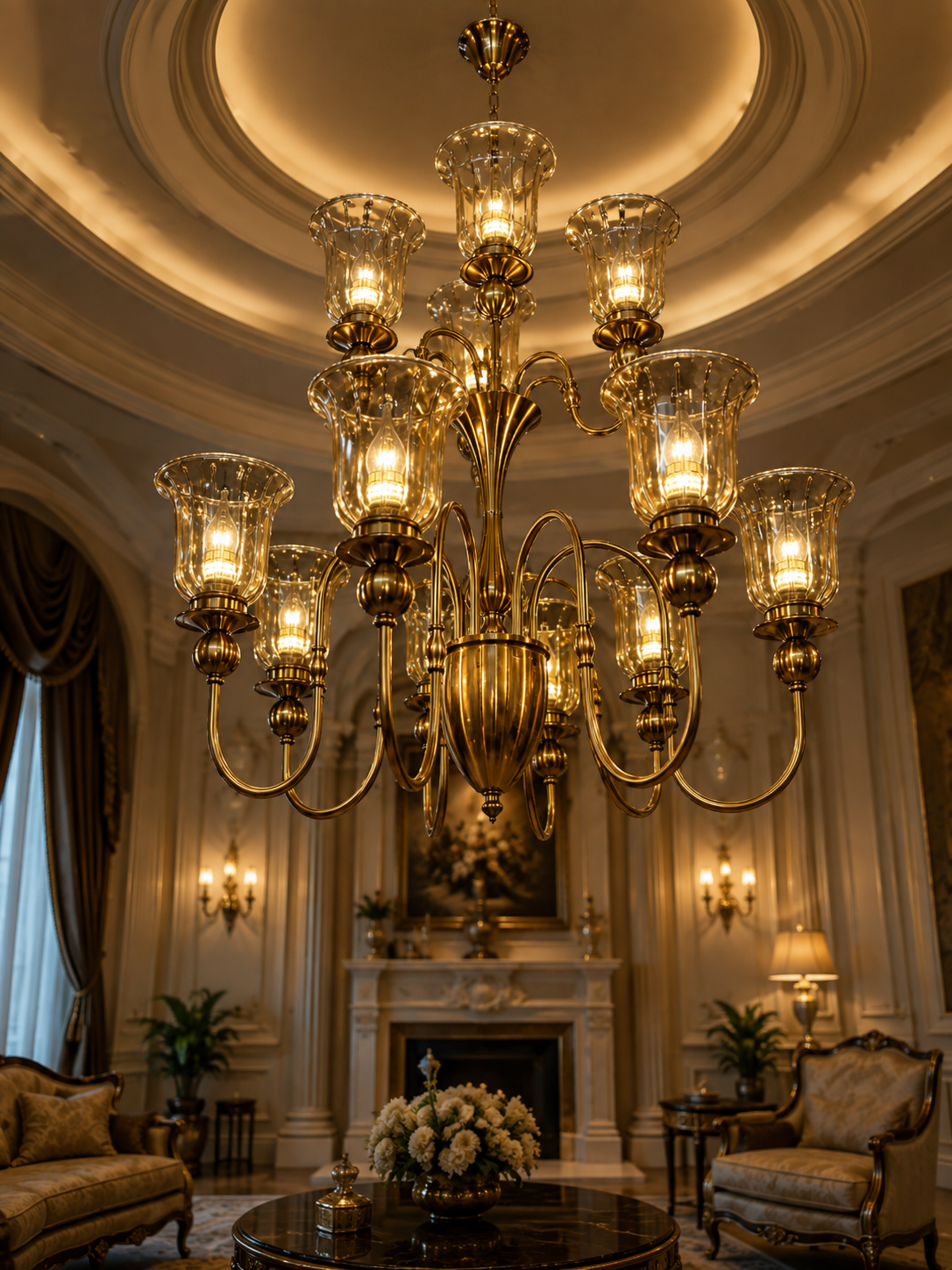 The Bellarose Chandelier — Luxury Grand Brass & Glass Chandelier