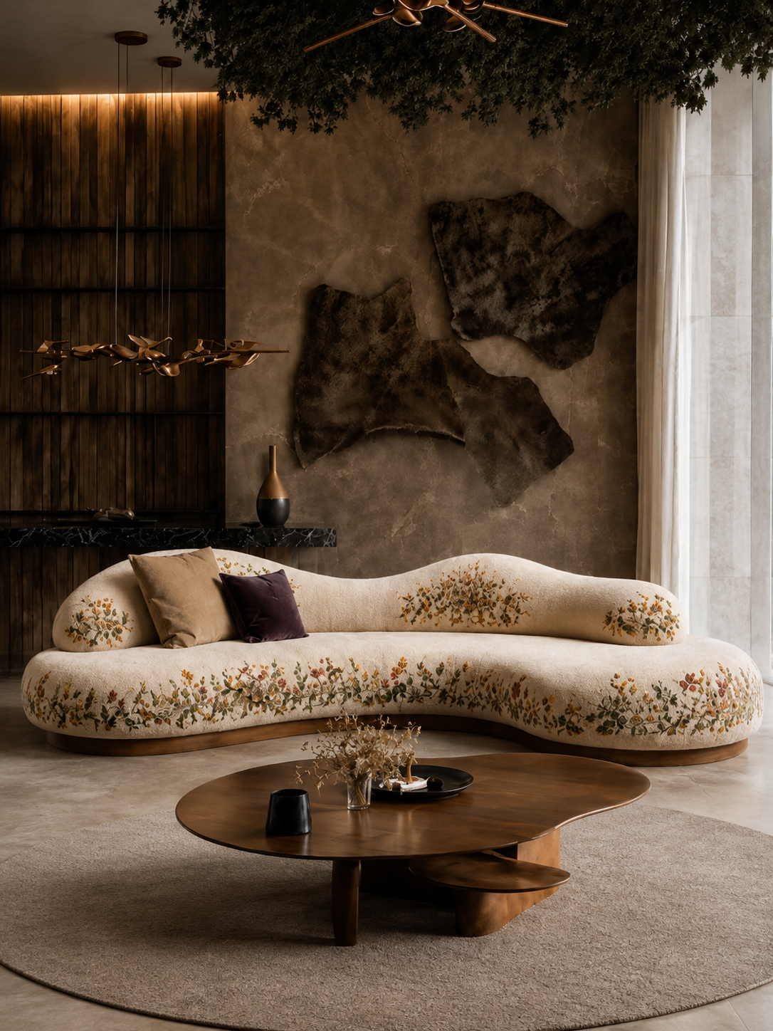 The Bellavie Sofa — Luxury Curved Floral 3 Seater Sofa
