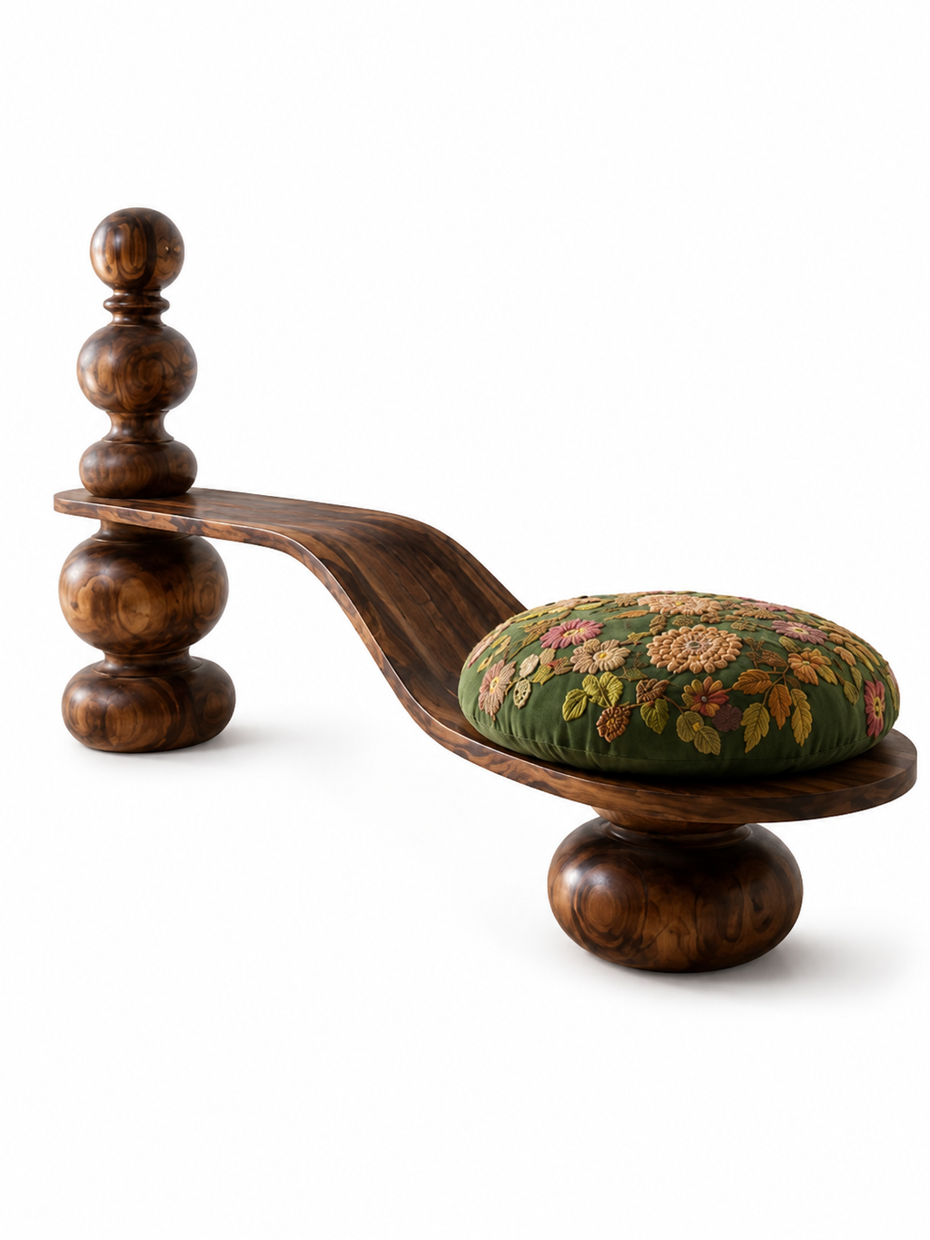 The Verdant Curve Bench — Luxury Sculptural Teak Wood Bench