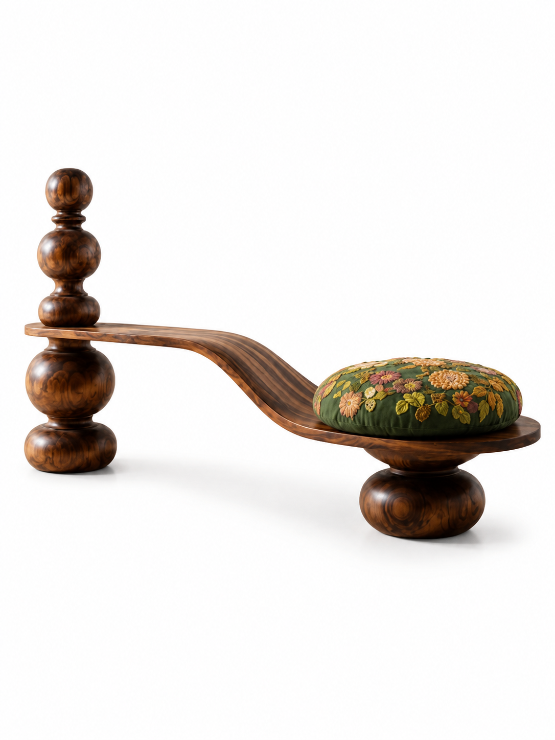 The Verdant Curve Bench — Luxury Sculptural Teak Wood Bench