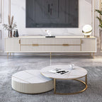 Label Modern Round Stone Top Nesting Coffee Table