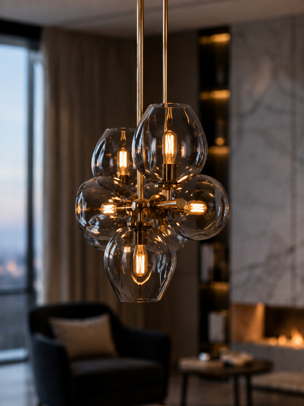The Virelli Orb — Luxury Smoked Glass Linear Chandelier